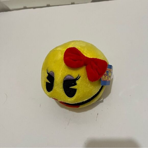 Ms. Pac-Man Video Game Pacman Plush 4" Toy Stuffed Doll Ball Yellow Arcade - Picture 3 of 9